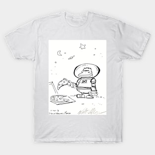 Space Ape Holds Pizza Slice. T-Shirt